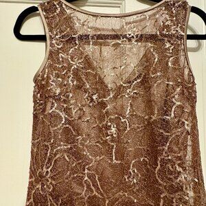 Rickie Freeman Teri Jon Rose Gold Sequin Cocktail Dress – Size 2